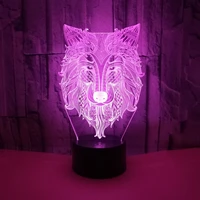 wolf 3d lamp colorful touch remote control led night light creative animal gift toys small table lamp bedroom decor nightlight