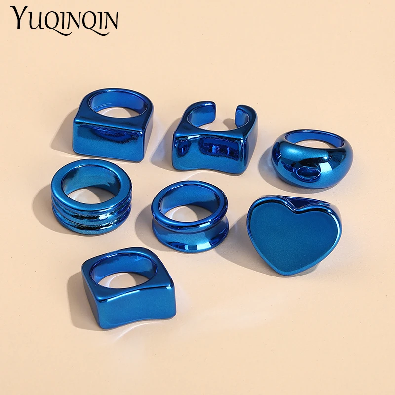 Женский набор колец с большим сердцем модные кольца из акриловой смолы в стиле