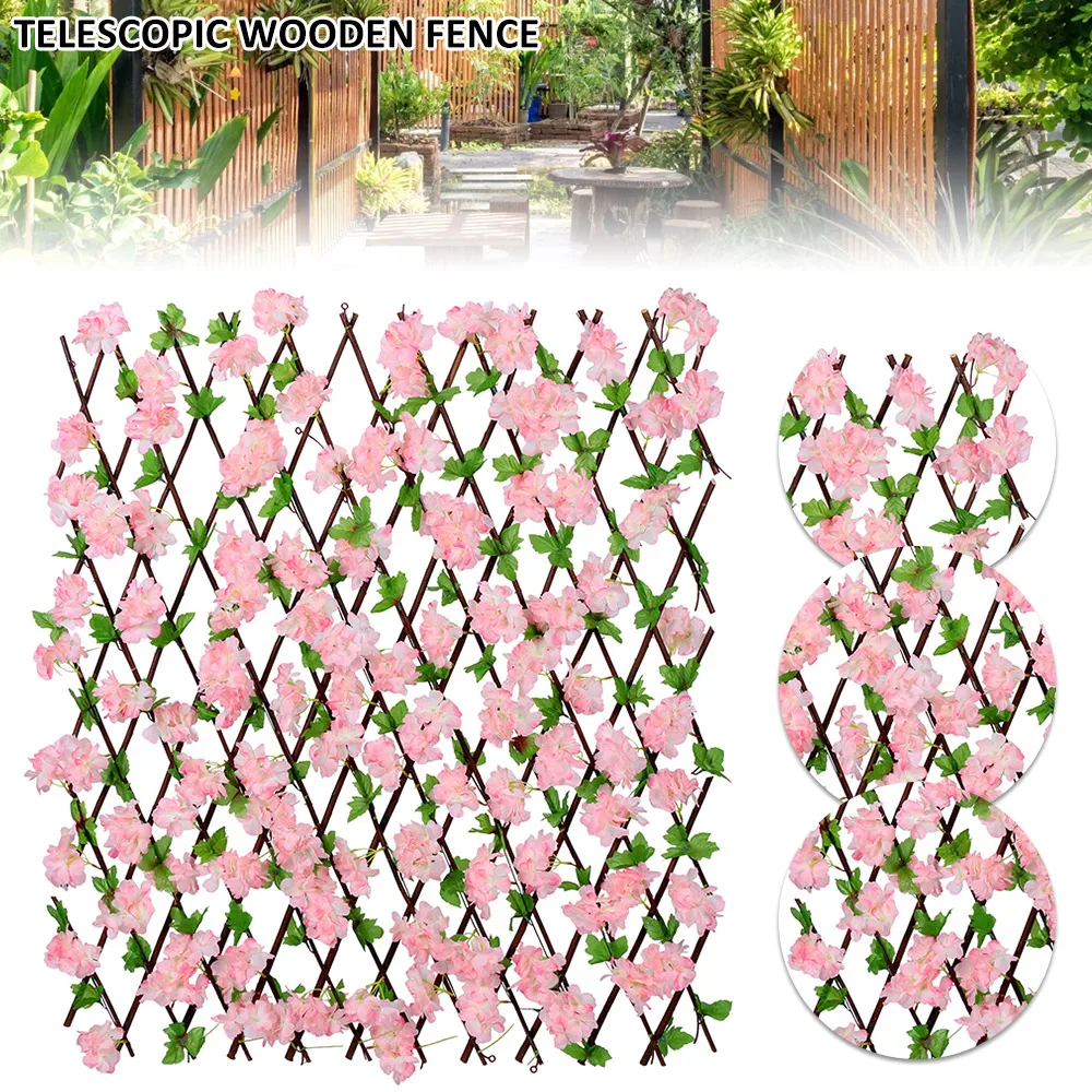 

Garden Decorative Fences Extensible Plant Support Climbing Lattices Wooden Fence Flower Trellis Expanding for Garden Yard