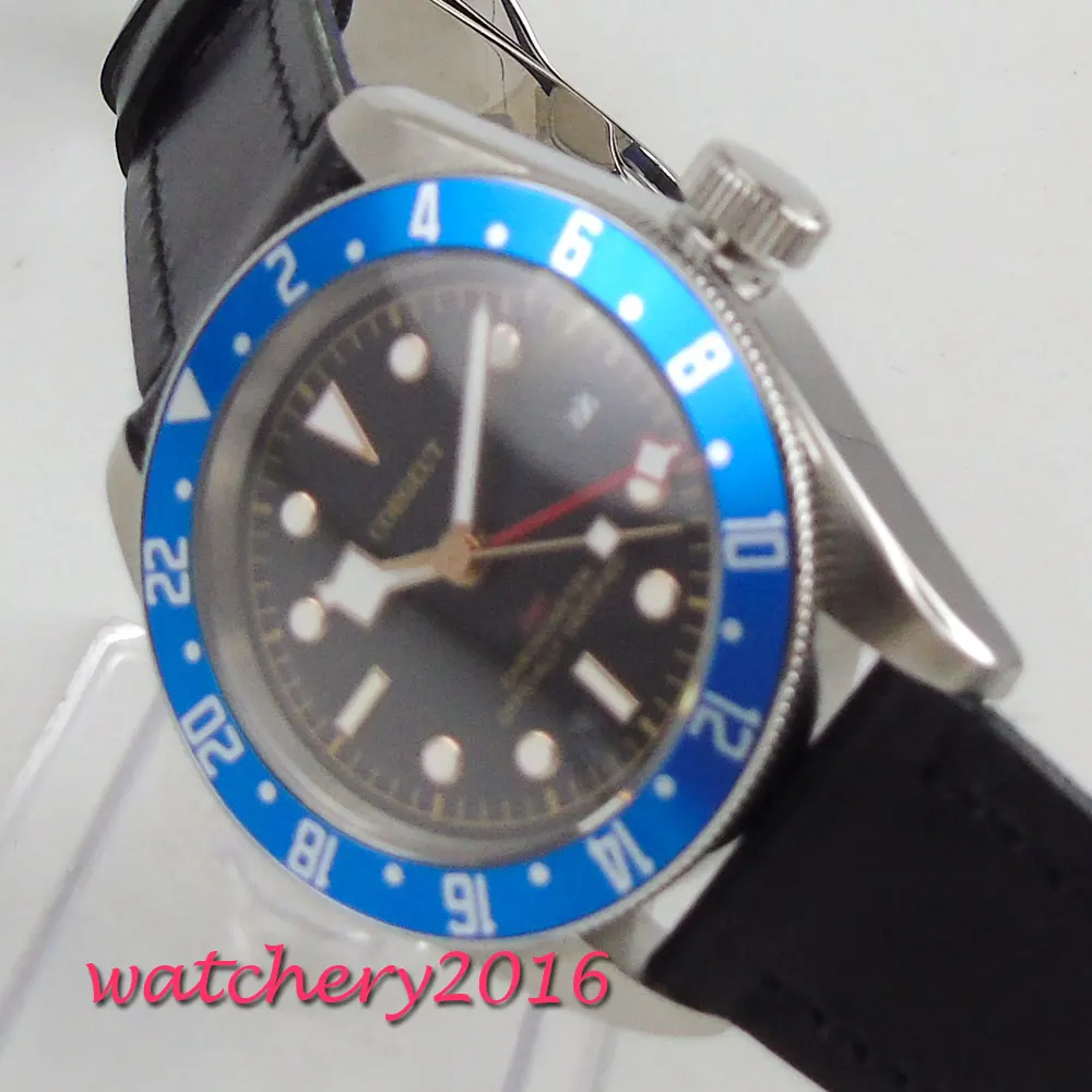 41mm Corgeut Black Dial gmt Sapphire Super Luminous automatic movement men's Watch | Наручные часы