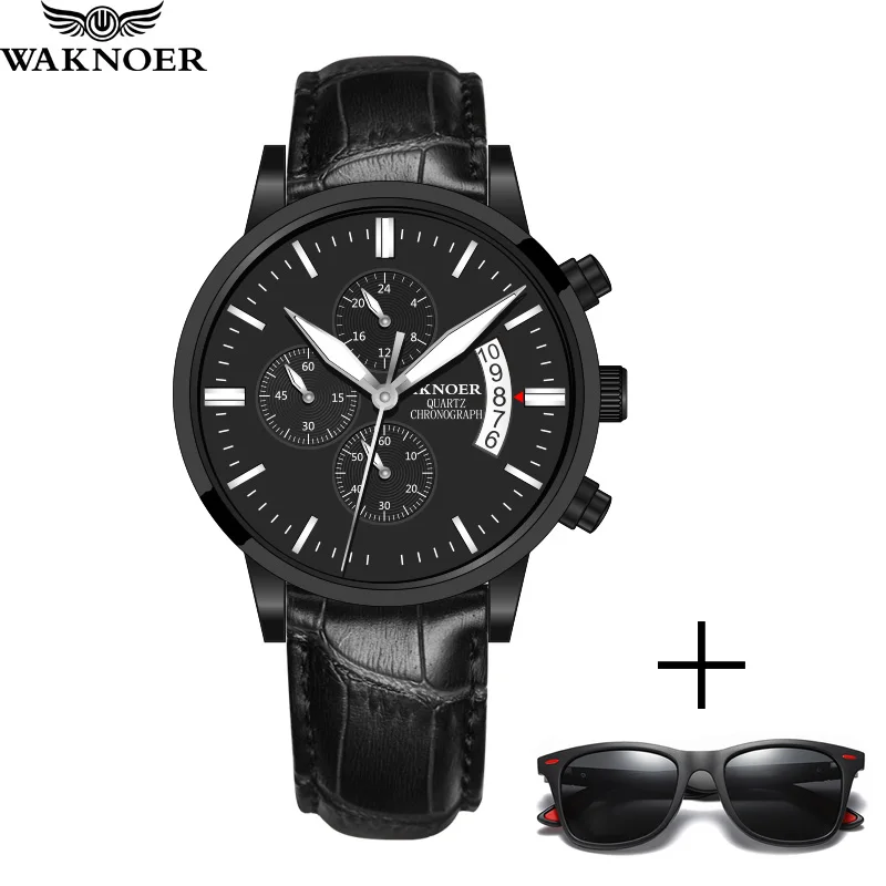 Мужские наручные часы WAKNOER роскошные Брендовые спортивные с хронографом