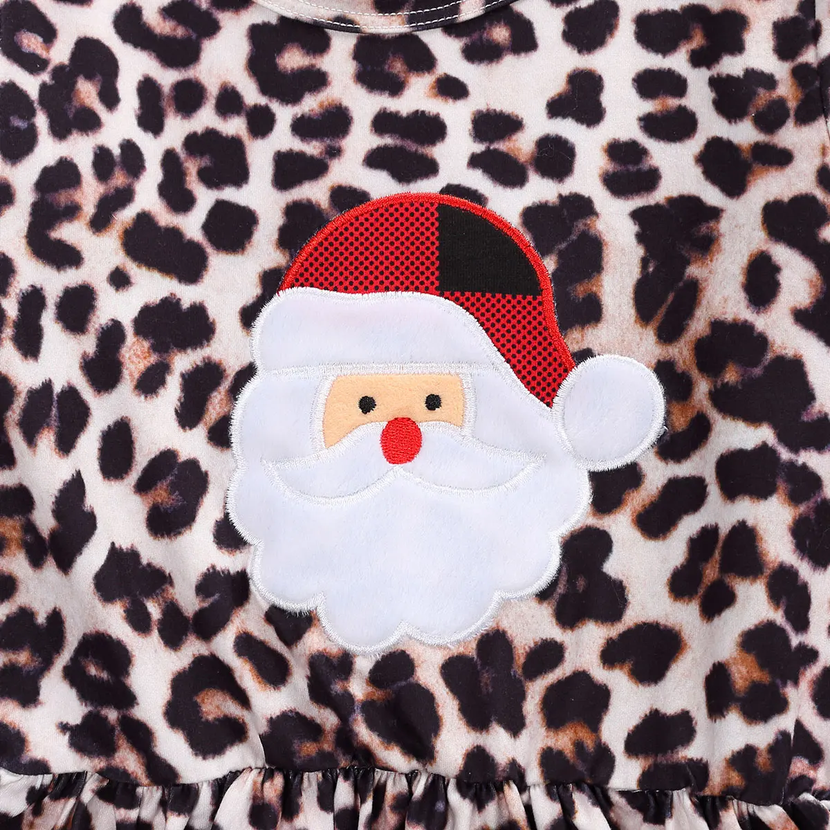 

Infant Baby Girls Santa Leopard Print Long Sleeve Tops T-shirt Pants 2Pcs Sets Children Clothing New Year Xmas Clothes Sets 1-5Y
