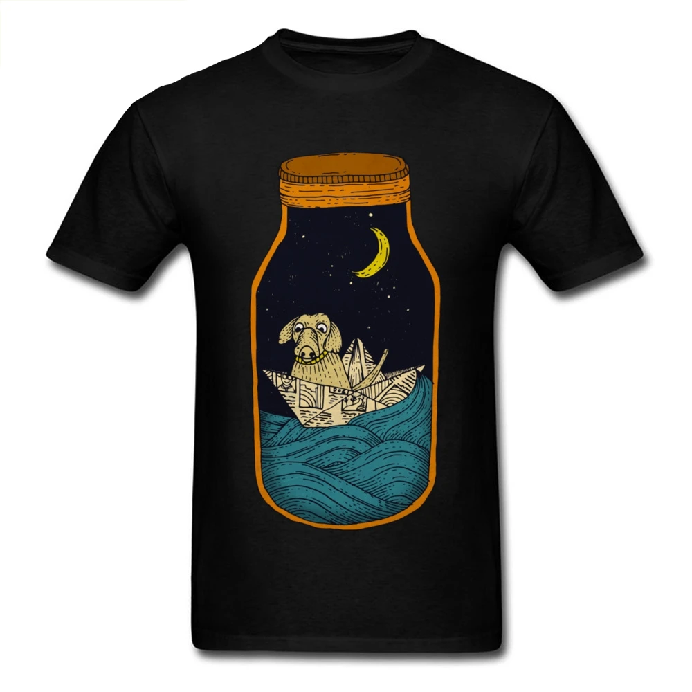 

Dog Trip Brand New Men Black T-shirt Vintage Art Painting Cartoon T Shirt Pure Cotton Crewneck Male Clothing Cuteness