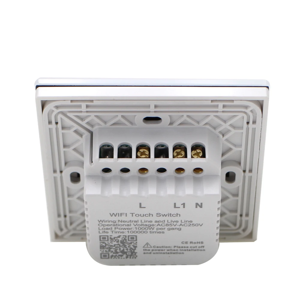 Умный сенсорный переключатель Wi-Fi Tuya Zero/Single Fire Line стеклянная панель европейского
