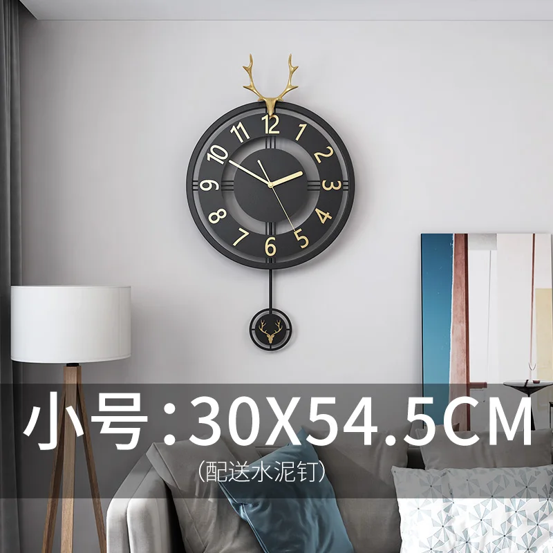 

Nordic Modern Wall Clock Black Metal Living Room Luxury Clocks Wall Home Decor Deer Head Horloge Murale Home Decoration FZ712