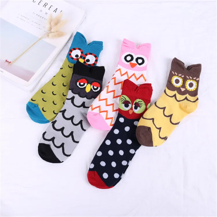 

Korean Three-dimensional Female Women's Socks Owl Socks Cute Cartoon Cotton Female Socks 1 Pair Ladies Woman Socks Colorful Sox