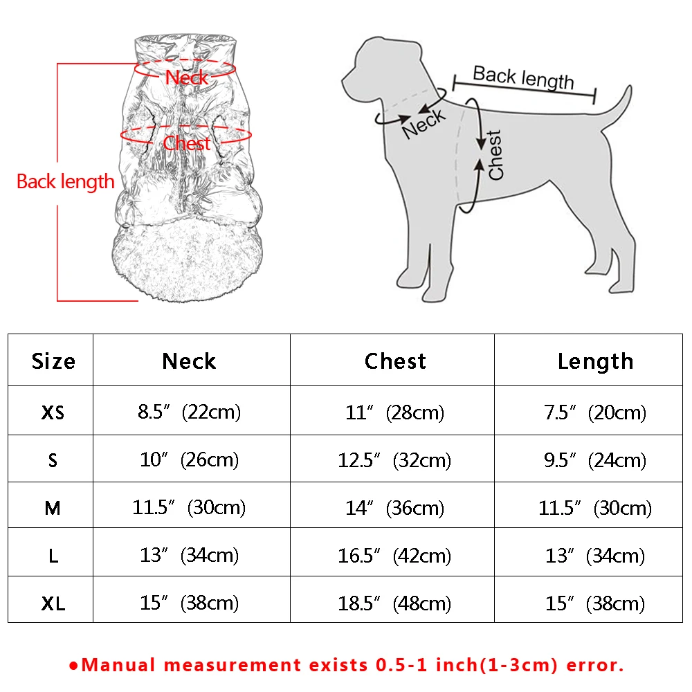 

Dog Clothes Chihuahua Pug Winter Pet Clothes Jacket For Small Medium Dogs Warm Dog Coat Clothing Waterproof Ropa perro XS-XL