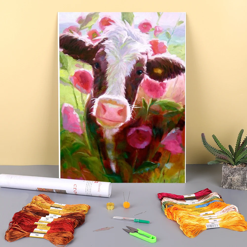 

Набор для вышивки крестиком 11CT с животными и коровами, Набор для вышивки крестиком DMC, нитки ручной работы, хобби, иглы для декора