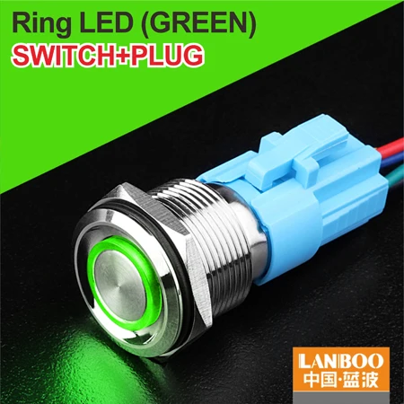 G Ring Button Plug LANBOO 19 мм плоская головка мгновенный или самоблокирующийся металлический кнопочный переключатель с IP65 - Цвет: G Ring Button Plug
