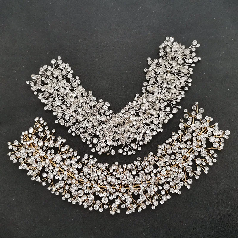 SLBRIDAL Роскошная ручная работа гибкие хрустальные стразы свадебная тиара головная