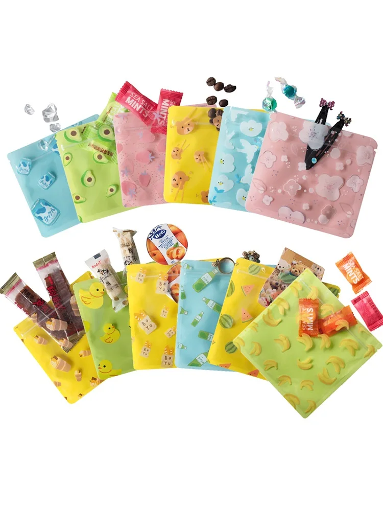 

100Pcs Zip Lock Mylar Foil Bag with Frosted Transparent Zipper Grip Seal Reclosable Tear Notch Food Snack Bean Storage Pack