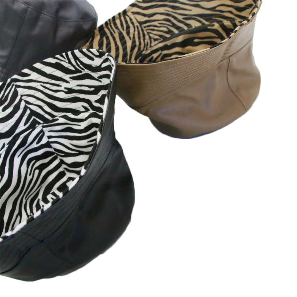 Женские двухсторонние шляпы с принтом зебры рыбацкая шляпа модные из