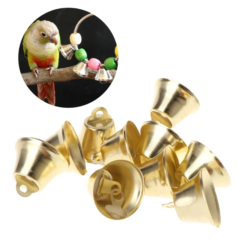 

10pcs Parrot Toys Bell Golden Accessories Sound Decoration Bird DIY Pet Supplies K3NA