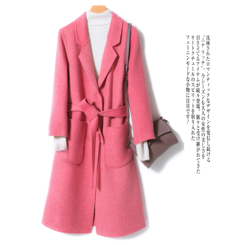 

Double-breasted Wool Pink Coat Cashmere Winter Autumn Woolen Coat Women 2019 Fall Warm Long Female Jacket Casaco Feminino