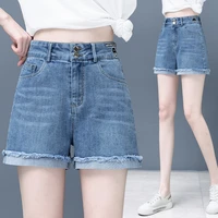 summer 2021 new womens raw edge embroidered denim shorts high waist casual all match shorts