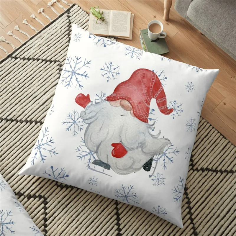 

Merry Christmas Cushion Cover Cute Cartoon Gnome Printed 45*45cm Christmas Pillowcase Gifts Xmas Cushion Decorative for home