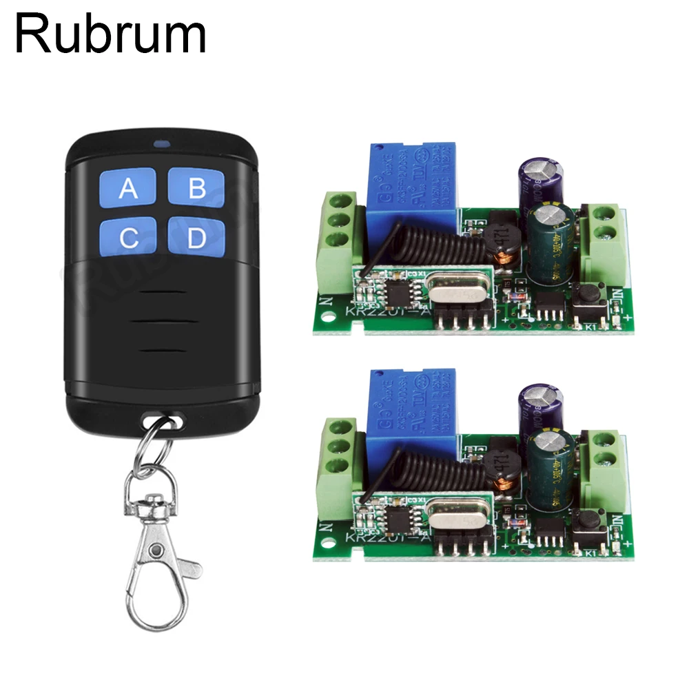 Rubrum 433Mhz Universal Wireless Remote Control Switch AC 220V 110V 1CH Relay Receiver Module 433 Mhz Garage Light Transmitter |