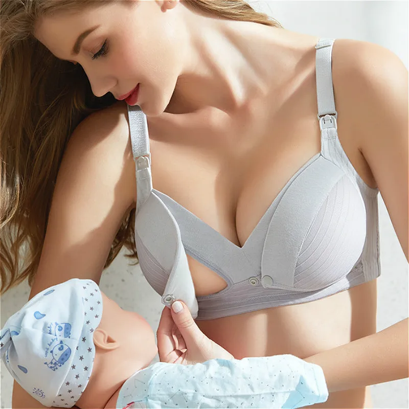 

Maternity Nursing Bra Pregnant Women Mother Mama Open Breast Bra Cotton Wire Free Sleep Underwear Lactating Nursing Bralette
