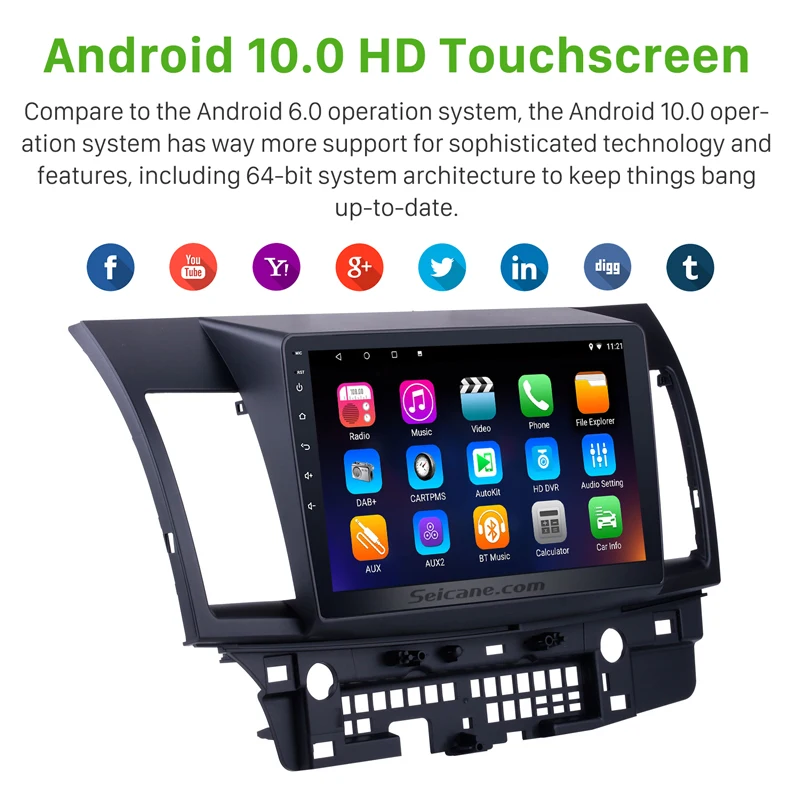 Автомагнитола Seicane 2DIN Android 10 0 HD 1 дюйма для Mitsubishi Lancer ex 2008 2009 2015 GPS мультимедийный