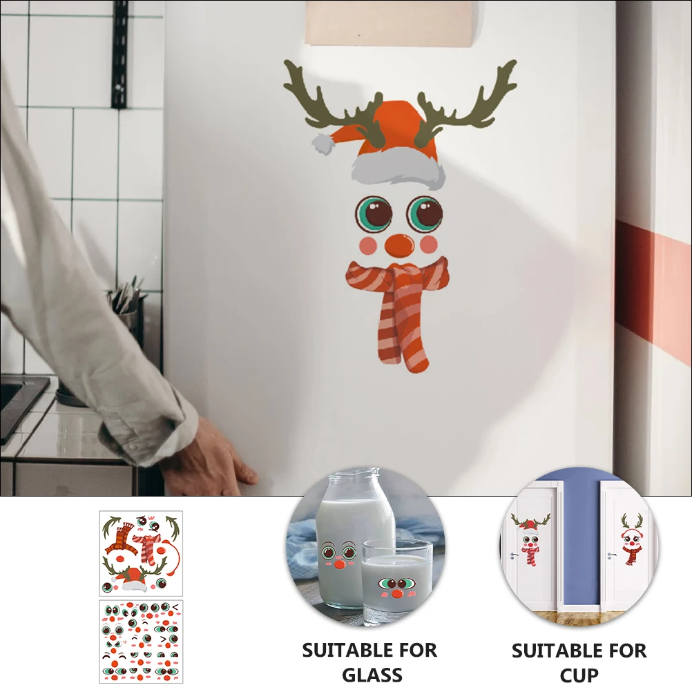 

2 набора рождественских наклеек, декоративный фон, стеклянные оконные наклейки