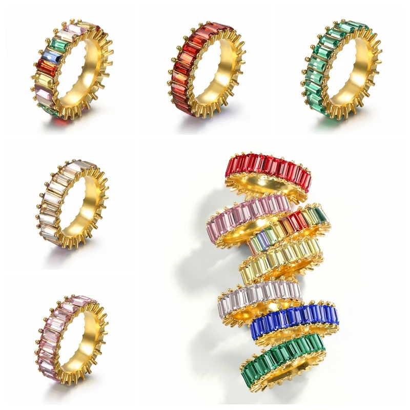 7 цветов s модные новые золотые стразы кольца для женщин женские вечерние цветные