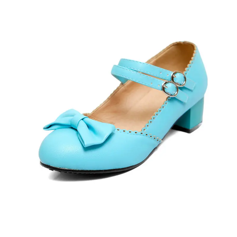 

Casual Woman Shoe Shallow Mouth Bow-Knot Soft Round Toe Nurse Butterfly Buckle Strap Leisure Solid Basic PU Rubber Round Toe Sh