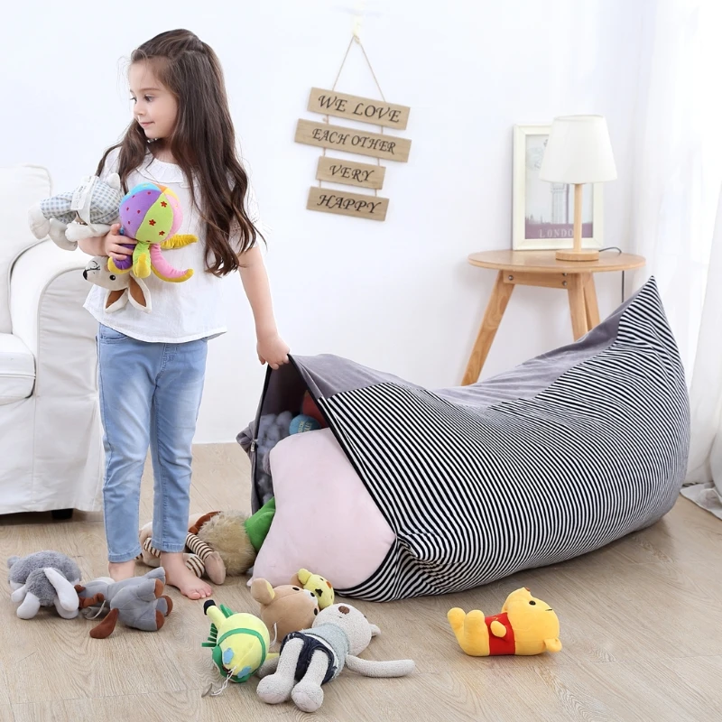 

1 Pc Stuffed Animal Storage Bean Bag Chair Baby Kid Toy Sofa Clothes Organizer For Baby chirden High Quality