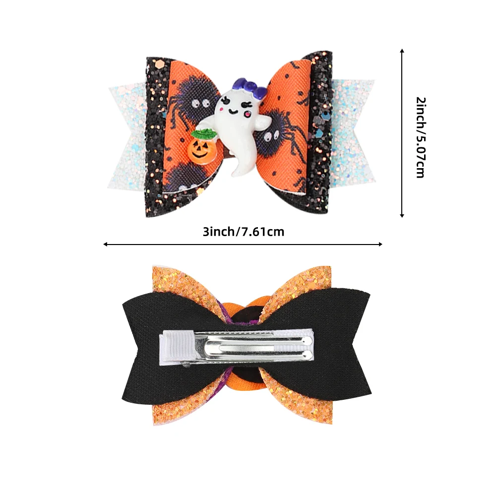 

Halloween Shiny Hair Clips for Girls Hair Bows Handmade Cartoon Ghost Pumpkin Hairgrips Party Gifts Headwear