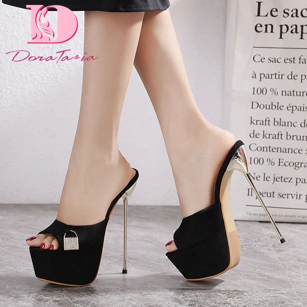 

Brand New women's Platform Mules Fashion Peep Toe Thin High Heels Pumps Women 2021 Ladies Sexy Party Mature Slipper Shoes Woman