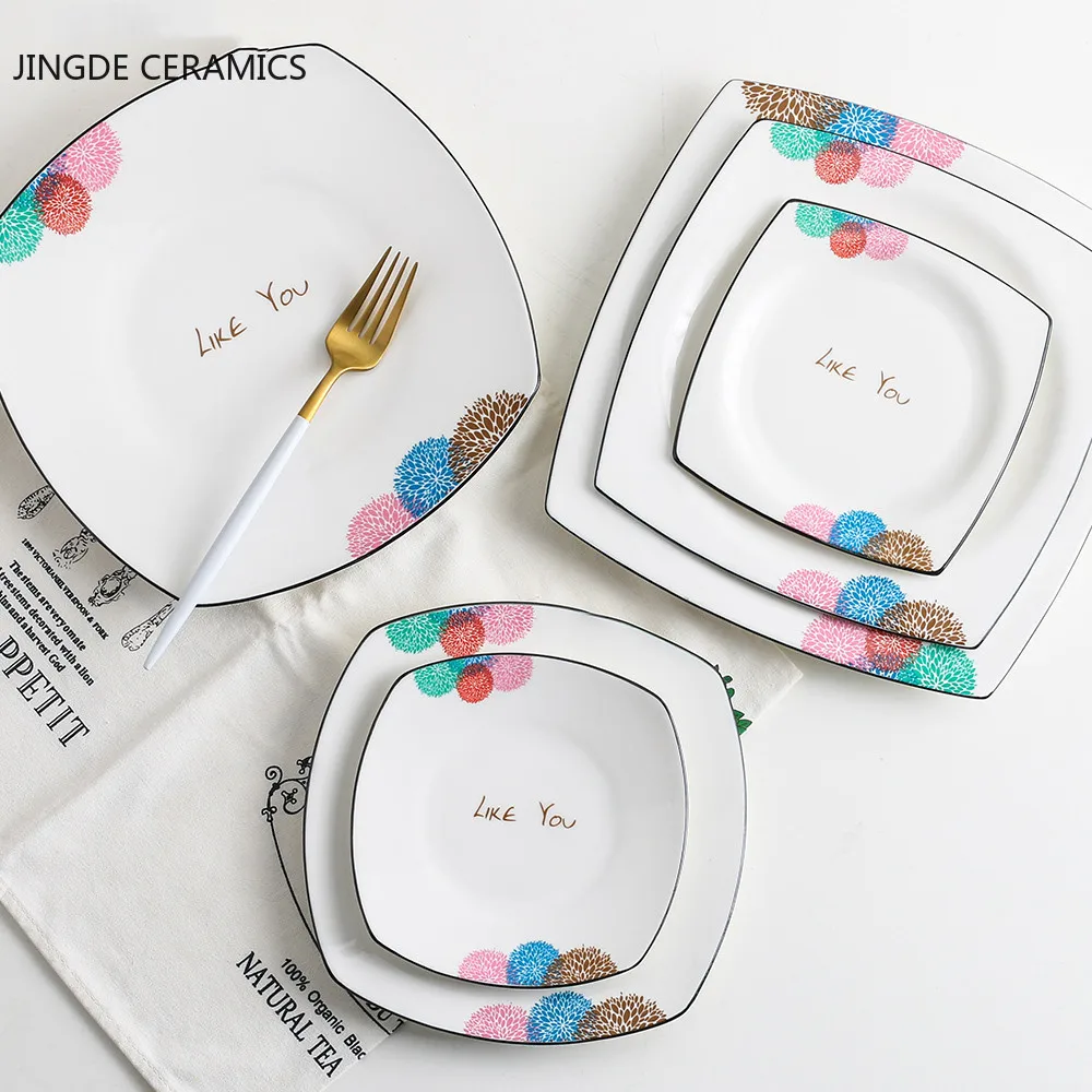 Прямая продажа керамическая креативная Квадратная тарелка для домашнего