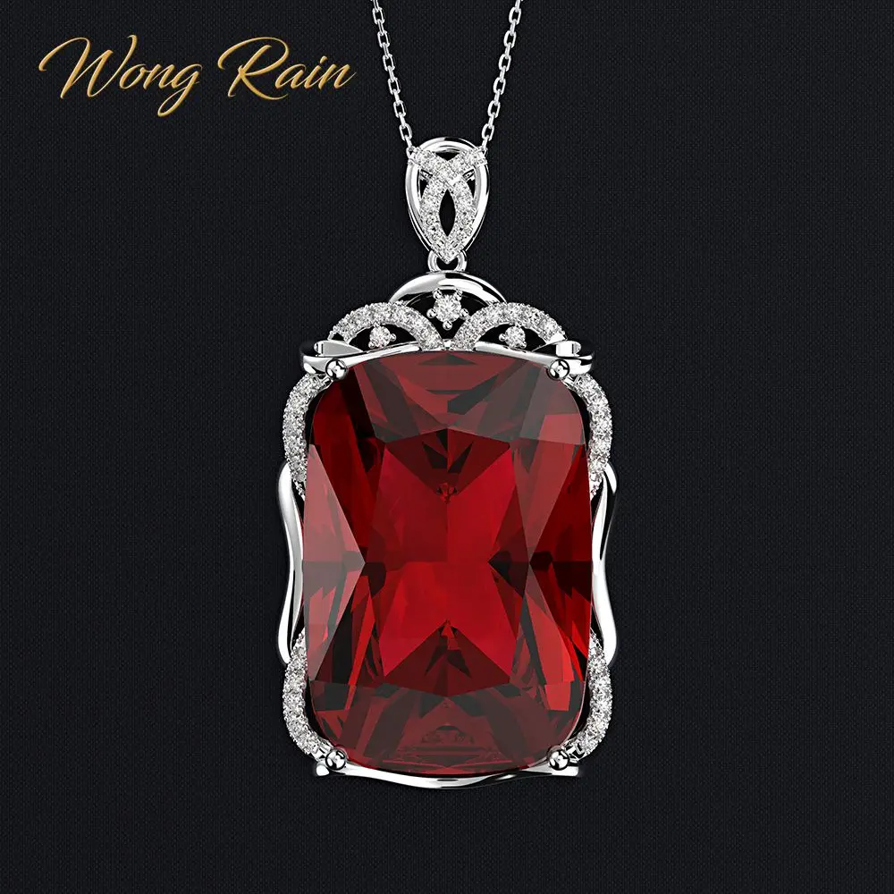 Wong Rain винтажное ожерелье из серебра 925 пробы с крупным рубиновым сапфиром камень
