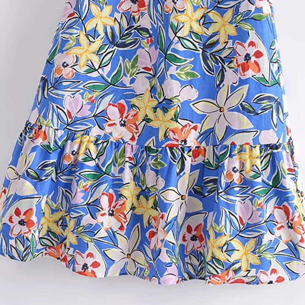 

2021 Summer new fashion vacation style flounced ruffled bubble sleeve off-shoulder strap printed dress