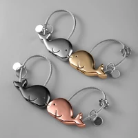alloy whale steel wire keychain black rose gold silver cute girl boy couple creative personality car bag ornament cute lanyard