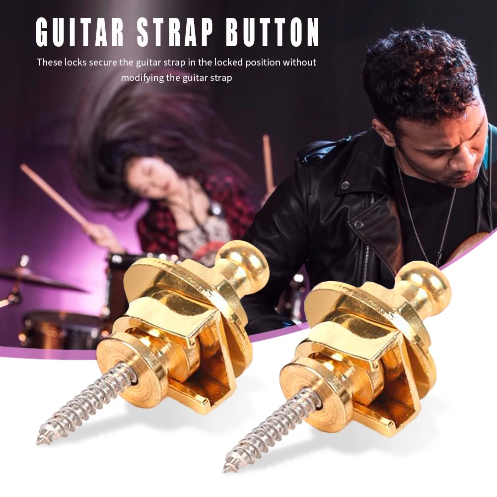 

2x Bass Electric Guitar Strap Pins Lock Musical Instruments Anti-slip Belt Nails Delicate Texture Guitar Strap Lock Button