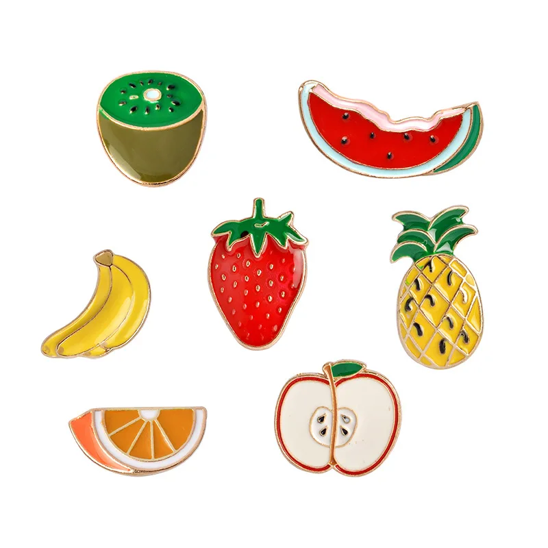 Cartoon badge cute watermelon banana strawberry apple pineapple fruit series metal brooch dress shoulder bag decoration jewelry