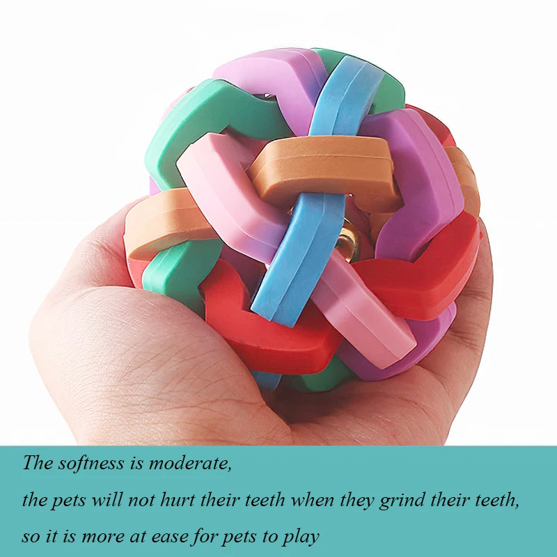 

Colorful Bite-Resistant Woven Ball With Interactive Bells Molar Teeth Training Pet Supplies Sounding Dog Toy Cleaning Chew Ball