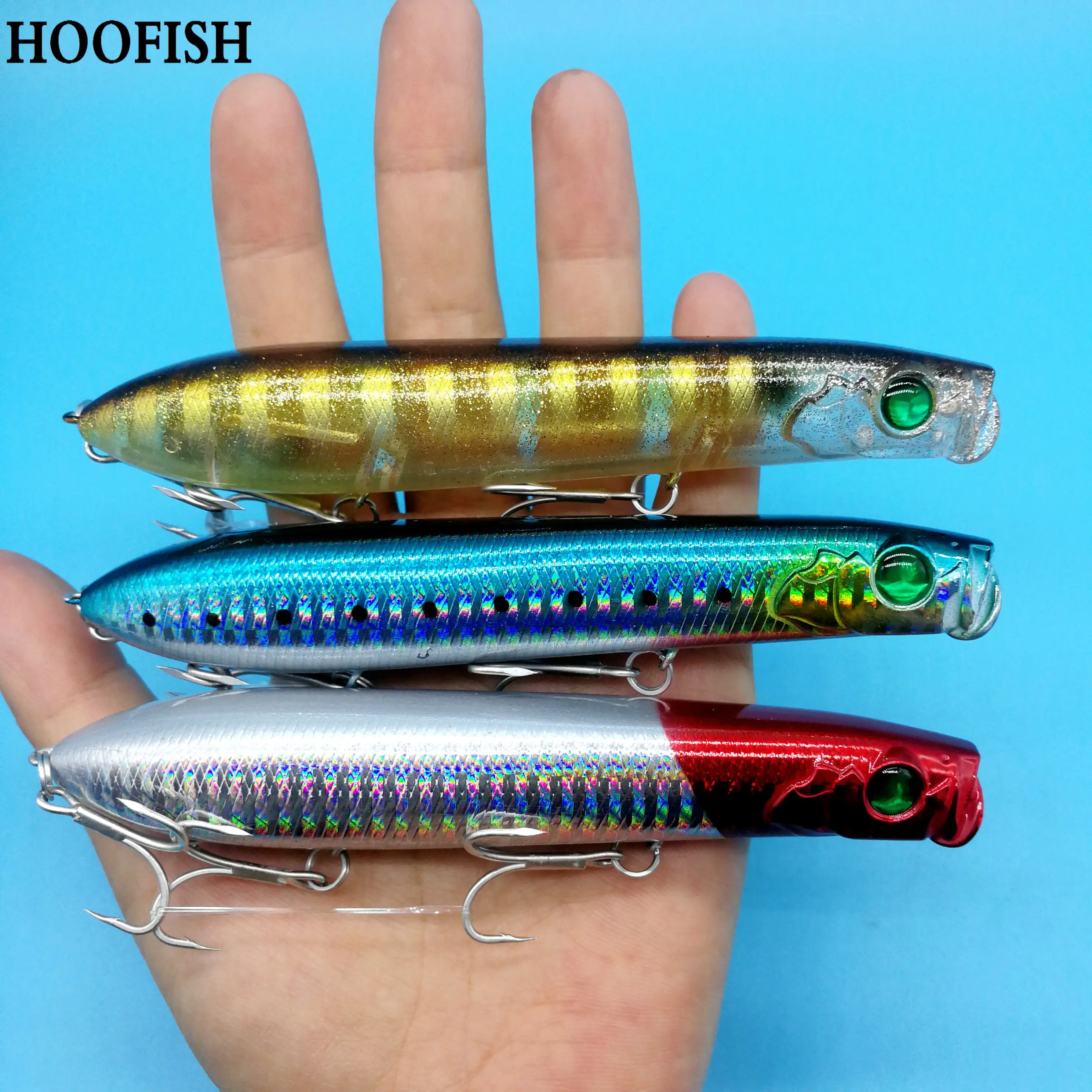 HOOFISH, 3 шт./лот, Поппер, приманка для рыбалки, 26 г/12,5 см, 8 цветов, для поверхности воды, карандаш, жесткая приманка, искусственная приманка