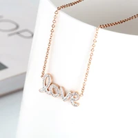 sainmax new chain necklaces for women crystal letter pendant necklace as lovers gift fashion stainless steel jewelry