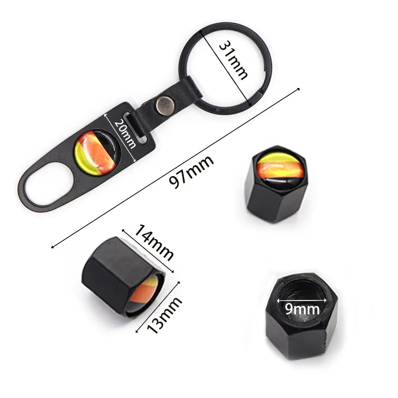 

3D metal car styling wheel tire valve cover distribution small wrench can also be used as a key ring suitable for German flag- l