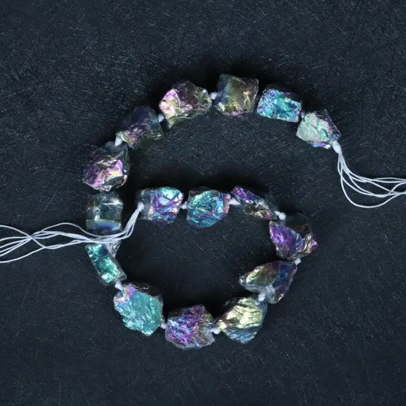 15 5 дюйма разрешение full strand сырья Радужный кварц самородок бусины Титан кристалл