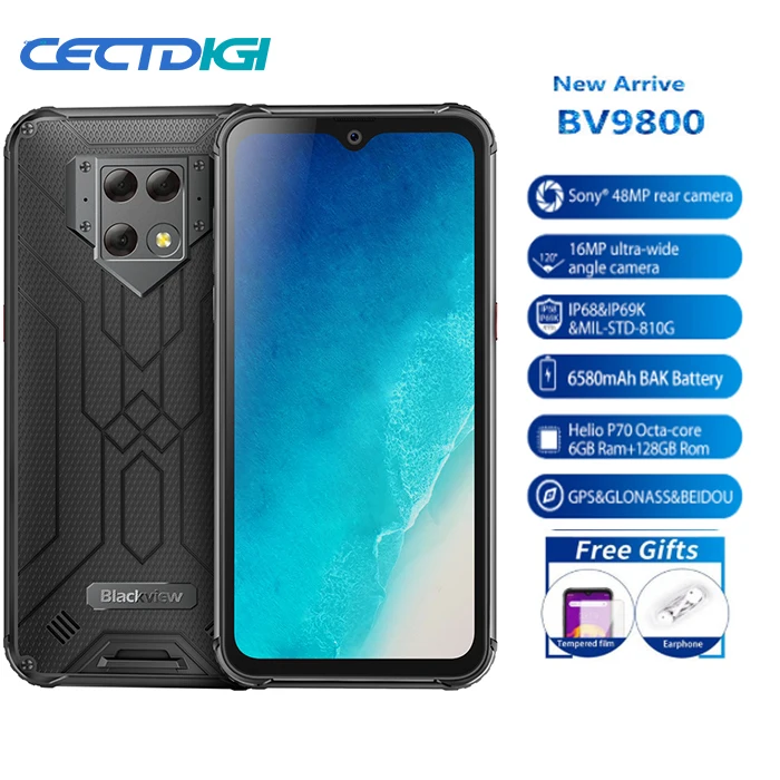 Смартфон Blackview BV9800 P70 6 ГБ + 128 Гб камера 48 МП FHD экран 3 дюйма влагозащита IP68 на базе