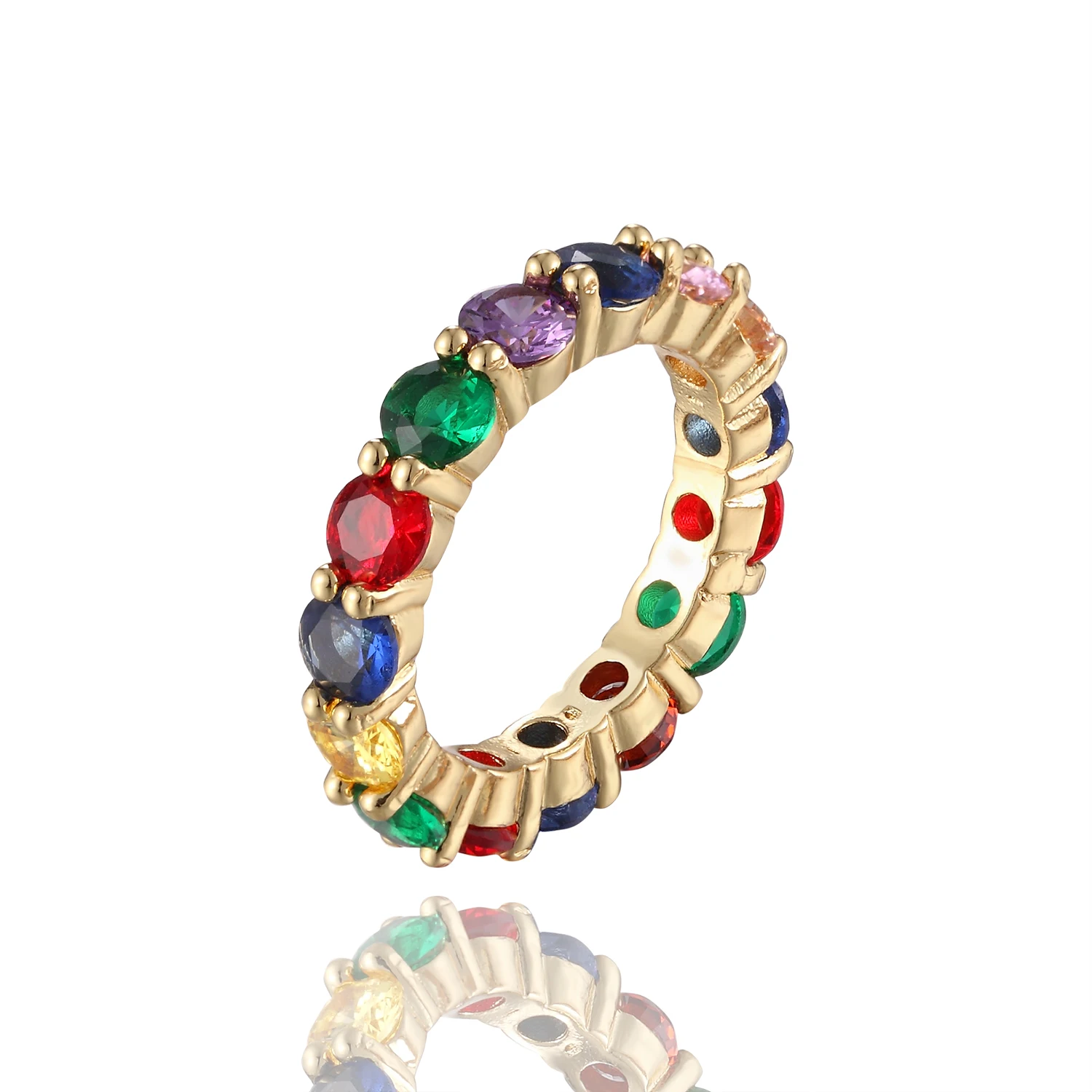 Женское кольцо из меди 585 пробы розовое золото белый цвет кубический циркон со