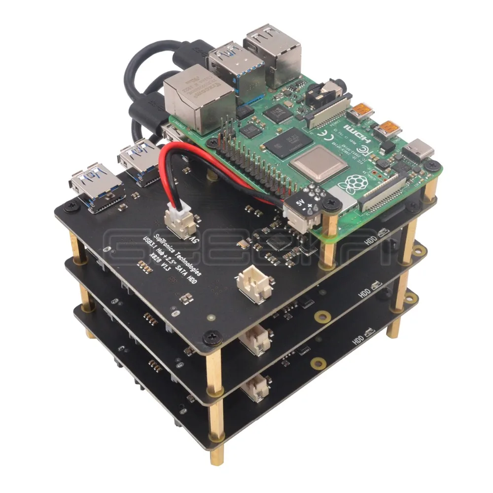 GeeekPi Raspberry X828 Штабелируемый 2," SATA HDD/SSD Щит Плата расширения USB3.0 концентратор для Raspberry Pi 4 B/3B+/3B/2B/1B