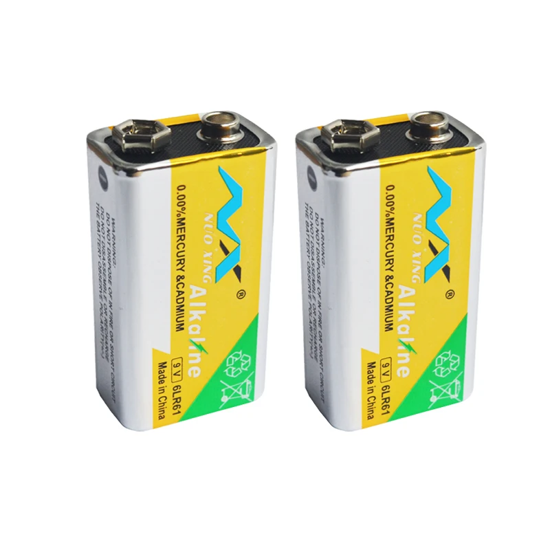 Щелочная батарея, 2 шт., 9 В, 6F22 PPP3, 6LR61, MN1604, высокая производительность, для MP3, Walkman, беспроводной дверной звонок, гарнитура