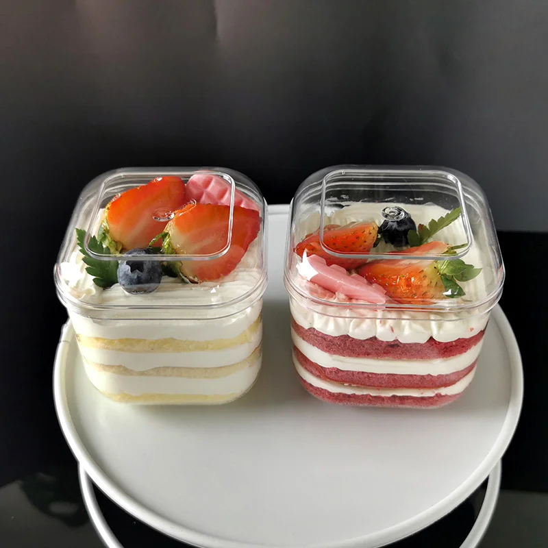

10pcs 250ml disposable cake cup PS hard plastic packaging pudding yogurt ice cream jelly fruit salad dessert cups with lids
