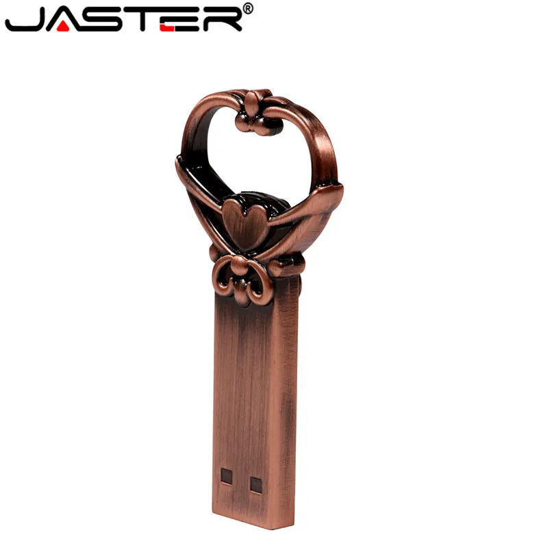 Usb флеш-накопитель JASTER медь в форме сердца 4 ГБ 16 32 64 металлические ключи карта