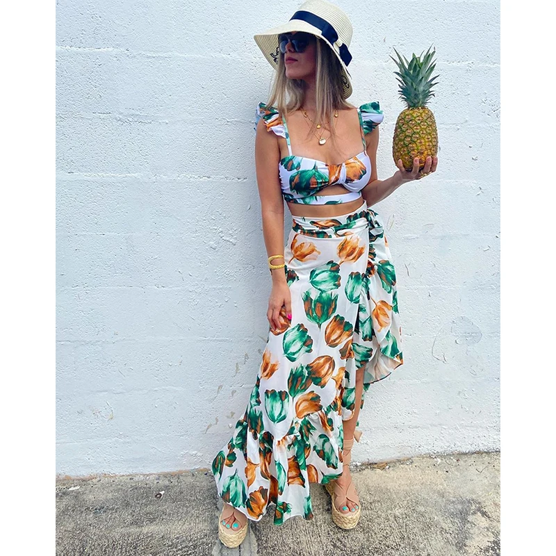 

2021 Backless Tunic Beach Dress Bikini Long Dress Print Swimwear Women Cover Up Swimsuit Beachwear Pareo Saida de Praia