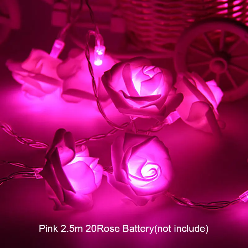 Pink 2.5m 20 YINUO свеча 1,5/2,5 м розовый цветок светодиодный гирлянды на батарейках Рождественские Праздничные огни на День святого Валентина свадебные украшения - Испускаемый цвет: Pink 2.5m 20