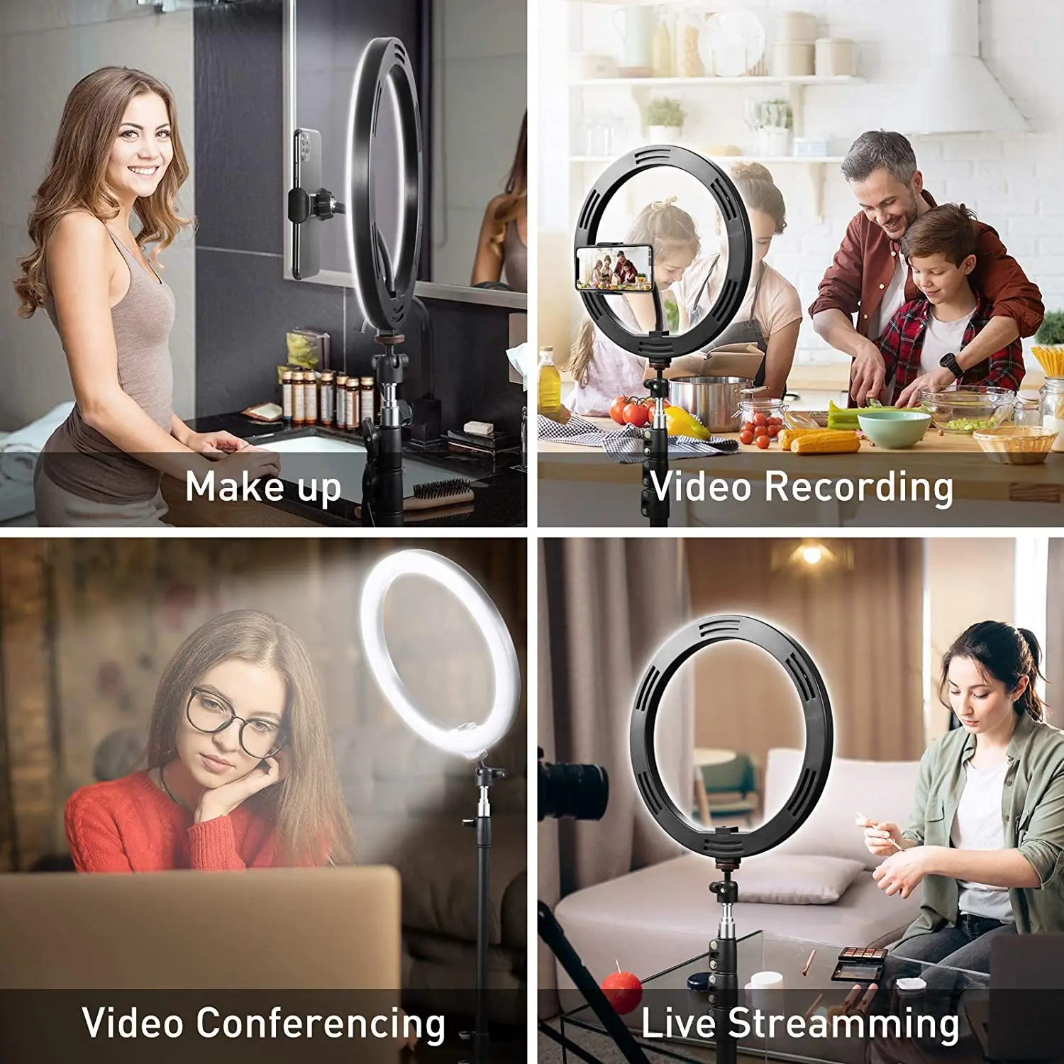 

Circle Ring Light Tripod Stand Phone Holder Lights MakeUp Live Photo Photography Vlog Video Selfie Ringlight Lamp LED Lighting