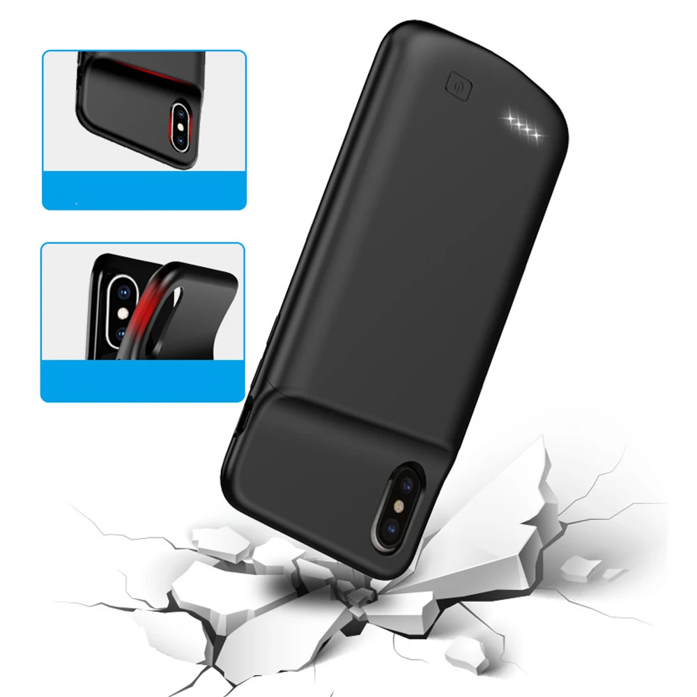 4000 мА/ч силиконовые противоударные Чехлы для зарядного устройства iPhone XS X Power Bank